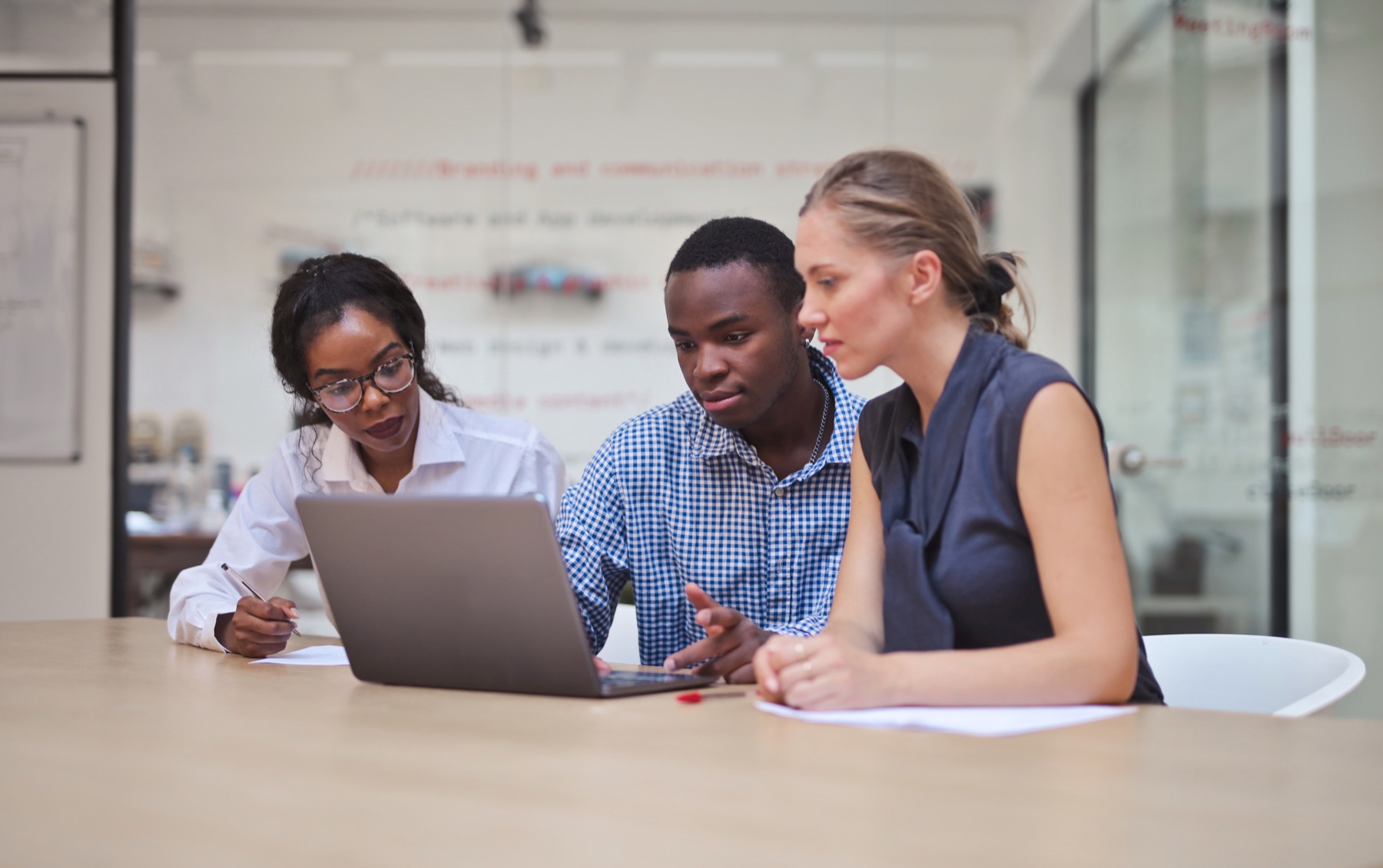 Team working together in a modern office